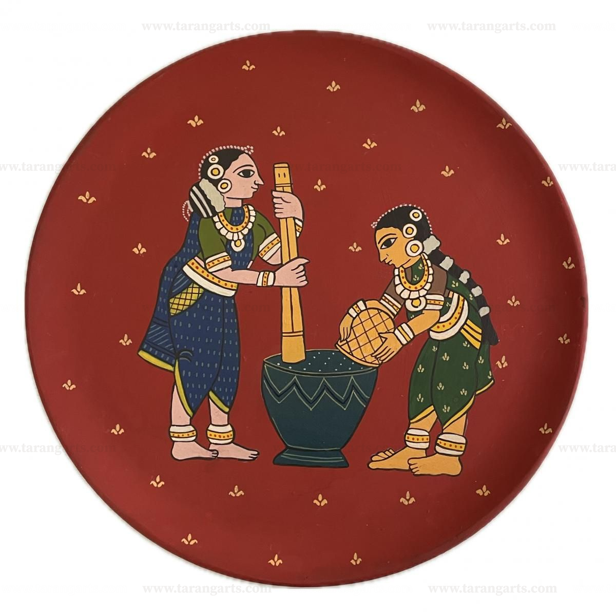 CHERIYAL HAND PAINTED WALL HANGING WOODEN PLATE