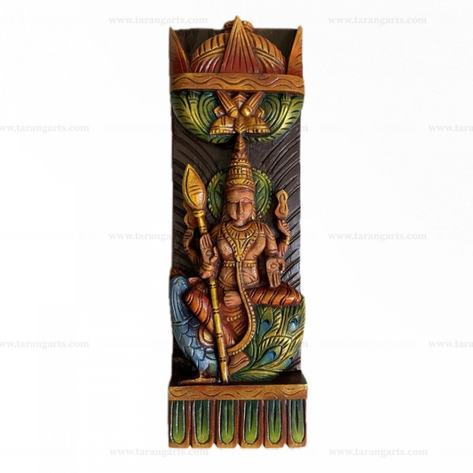 VAAGAI WOODEN HAND PAINTED MURUGAN IDOL